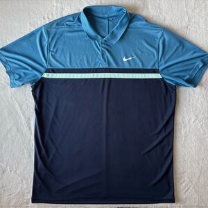 Nike XL Dri-FIT Navy & Blue Victory Golf Short Sleeve Collared Polo